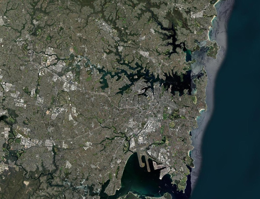 Vue satellite : La baie de Sydney