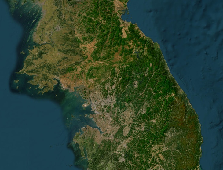 Vue satellite : Les deux Corées